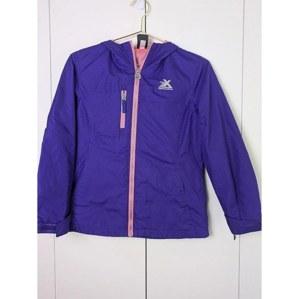 ZeroXPosur Purple and Pink Long Sleeve Windbreaker Full Zip Jacket 10/12